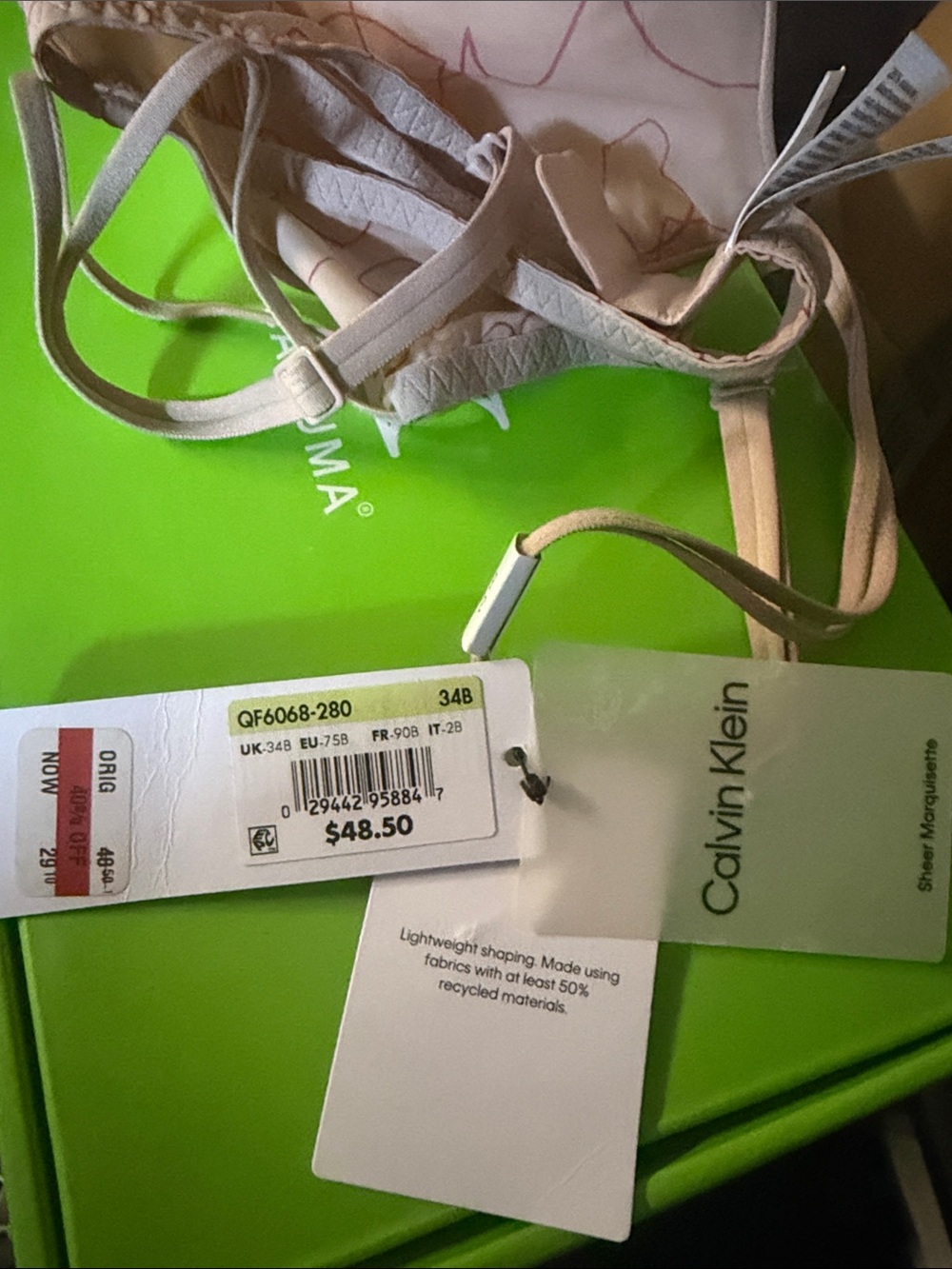 Women's Sheer Marquisette Hearts Lightly Lined Underwire Demi Bra NwT Sz 34B - Picture 8 of 8